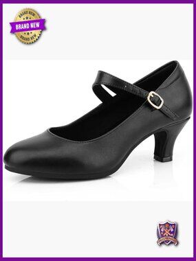 Women's Ankle Strap Heels Character Shoes Ballroom Latin Dance Pumps 2.2"